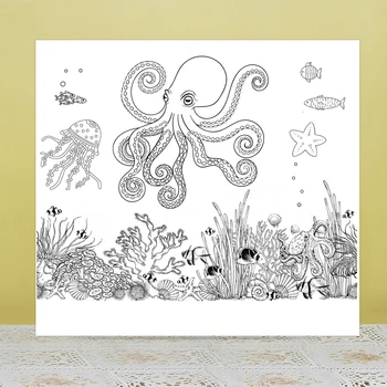 ZhuoAng Liels Astoņkājis Skaidrs, Spiedogi/Caurspīdīga Silikona Plombu par DIY scrapbooking albumu Skaidrs, Spiedogi