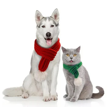 Ziemassvētku Pet Suns, Kaķis, Kakla Šalle Ziemā Siltu Lakatu Adīšanas Maziem, Vidējiem Suņiem Chihuahua Apkakles Kopšanas Piederumi