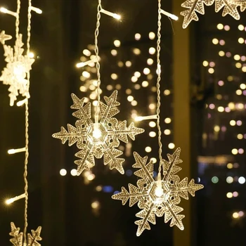 Ziemassvētku sniegpārsliņas LED String gaismas Mirgo Gaismas, Aizkaru Gaismas Ūdensizturīgs Brīvdienu Puse Pieslēdzami Vilnis Pasaku Gaismas 4m
