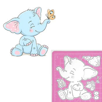 Zils tauriņš Baby Elephant Metāla Griešanas Mirst Dzīvnieki Lelle Trafaretu Uz DIY Amatniecības Scrapbooking Kartes Dekoratīvie