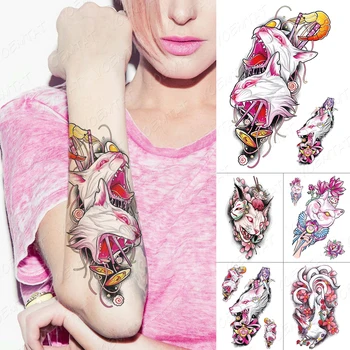 Ūdensnecaurlaidīgus Pagaidu Tetovējumu Uzlīmes Japāņu Velns Acis, Kaķis, Lapsa maska Flash Tetovējumiem Body Art Roku Viltus Tetovējums Sievietes Vīrieši